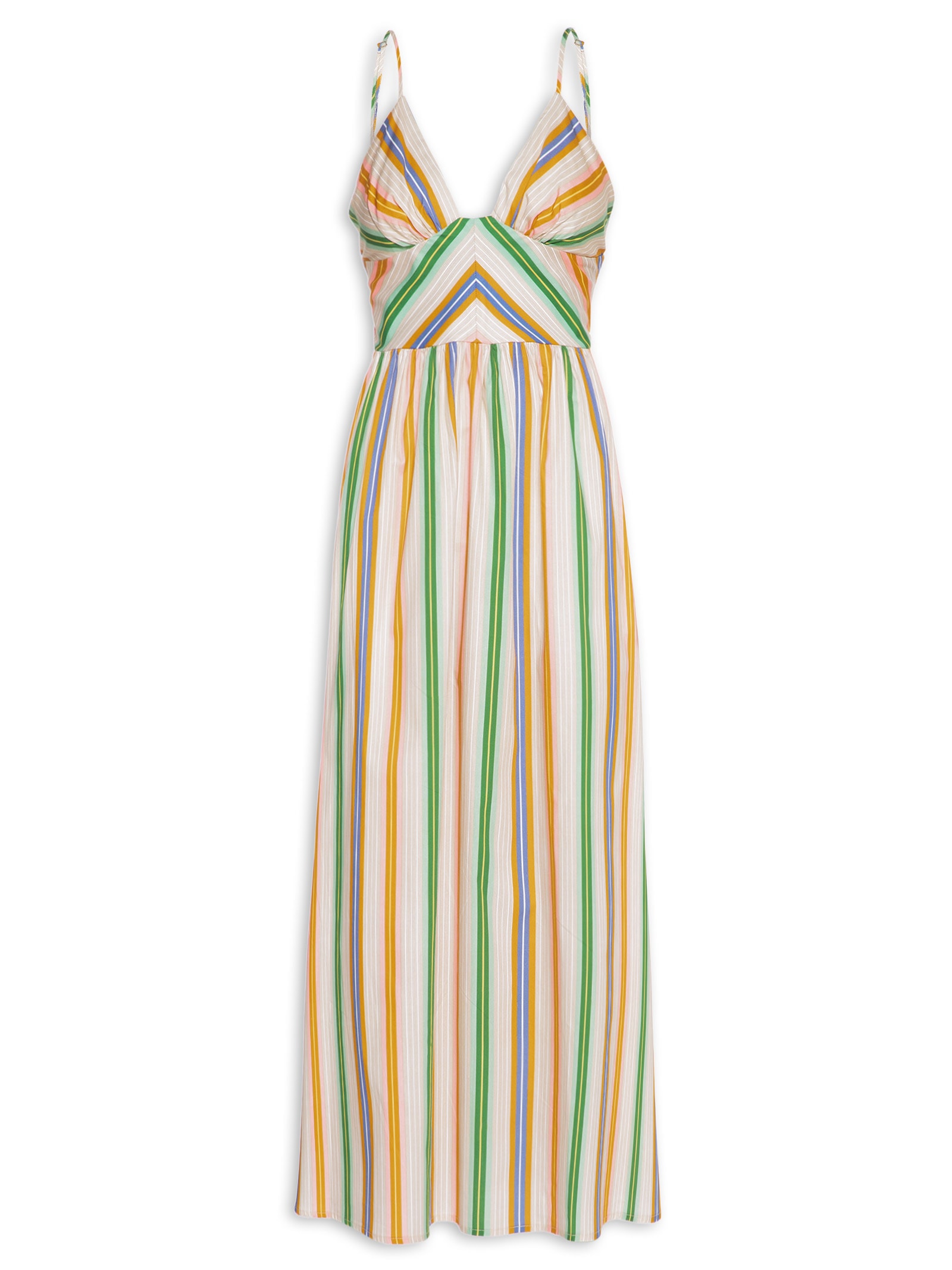 Vestido Midi Alça Listra Tropique Rosa Farm