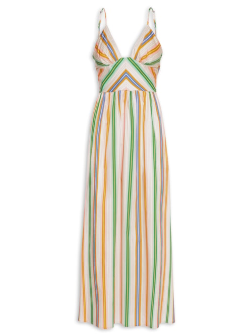 Vestido Midi Alça Listra Tropique - Rosa