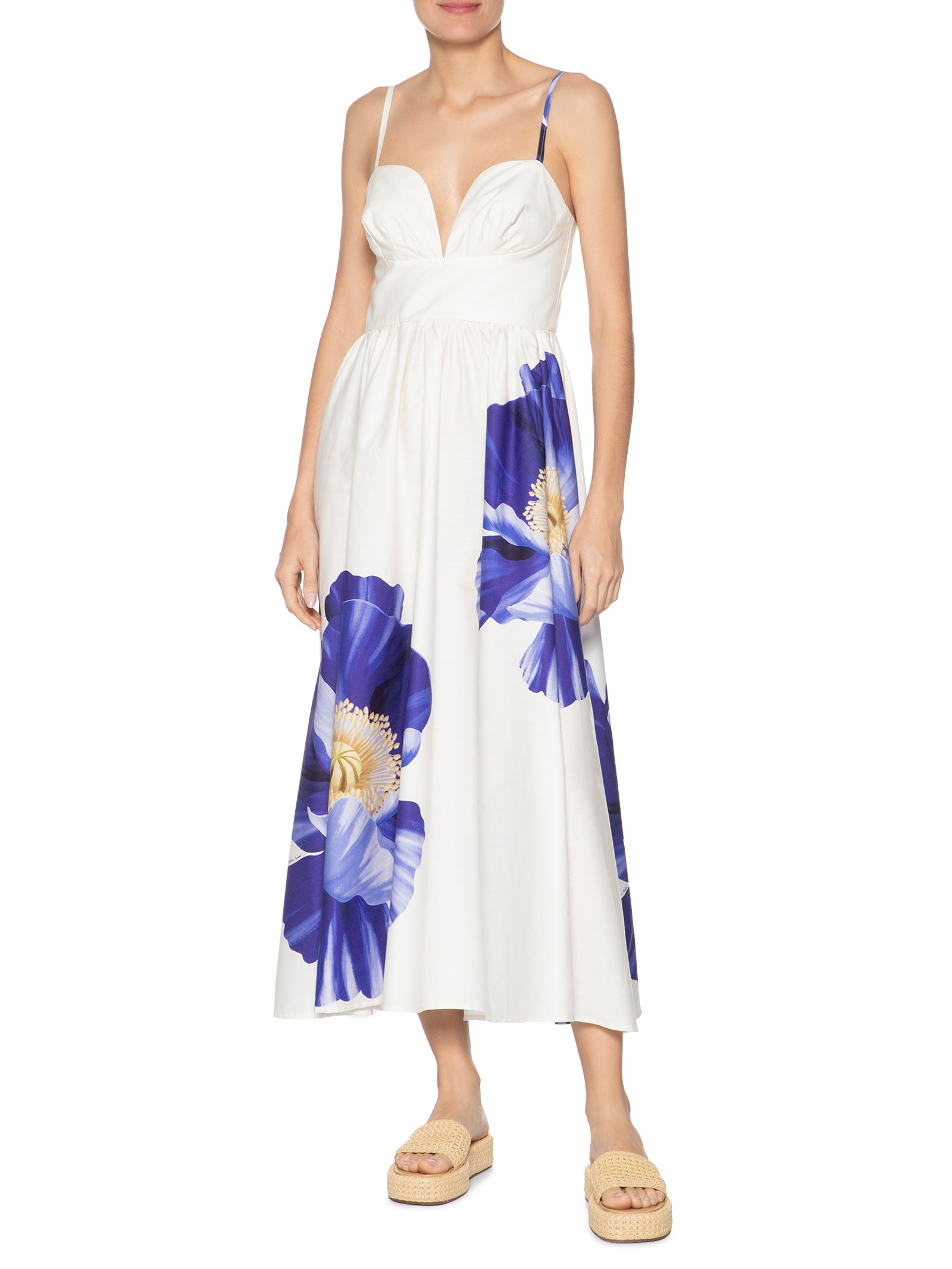 Vestido Midi Alça Lola Branco Farm