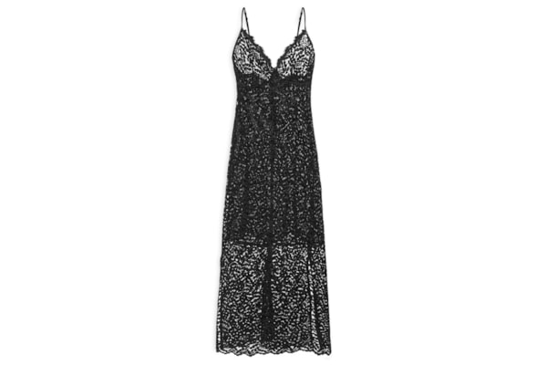 Vestido Midi Alça Renda -Preto