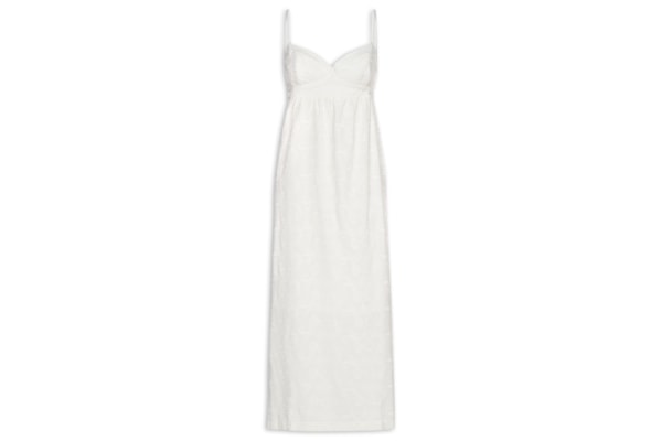 Vestido Midi Alcinha Bordado Paisley - Branco