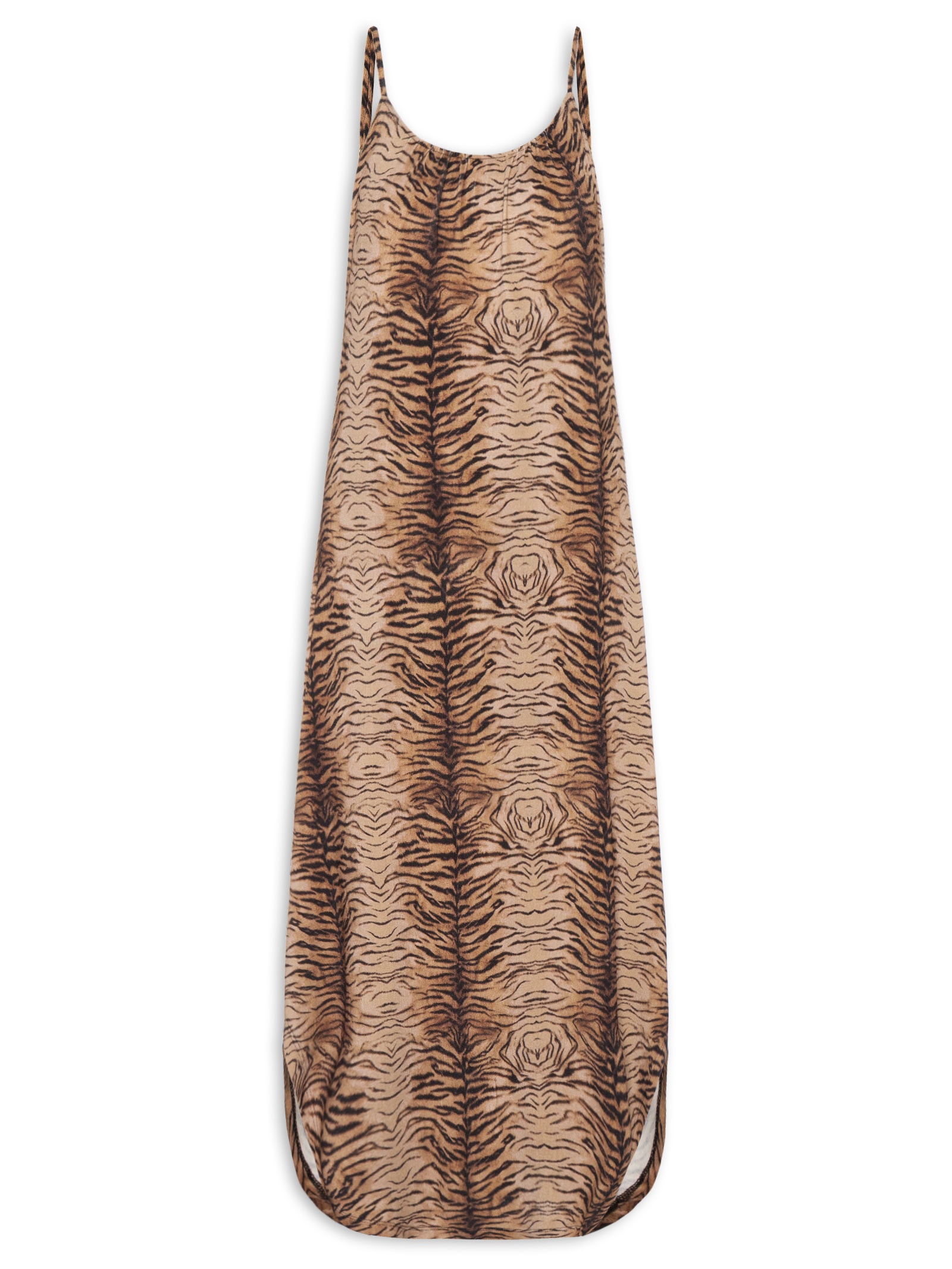 Vestido Midi Alcinha Estampa Felin – Marrom Maria Filó