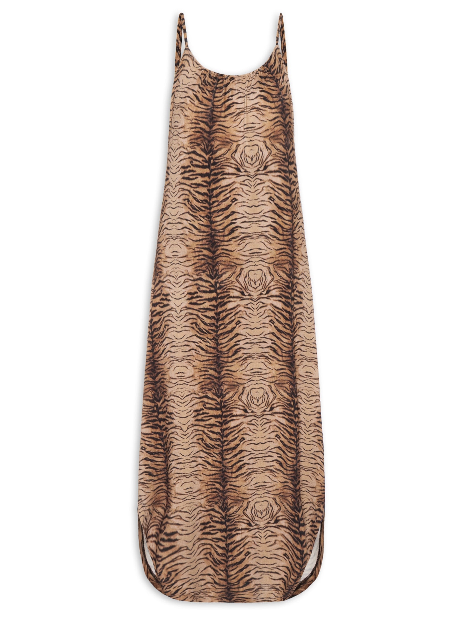 Vestido Midi Alcinha Estampa Felin – Marrom Maria Filó
