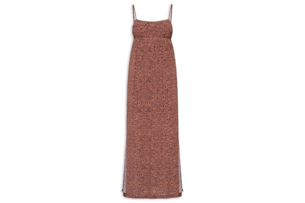 Vestido Midi Alcinha Estampa Zuma B - Marrom