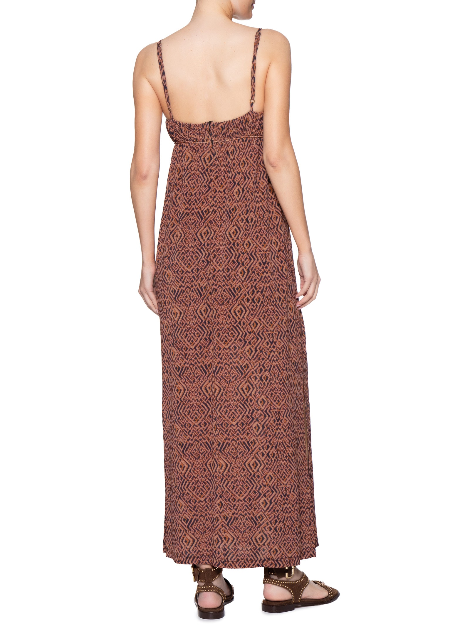 Vestido Midi Alcinha Estampa Zuma B Marrom Maria Filó