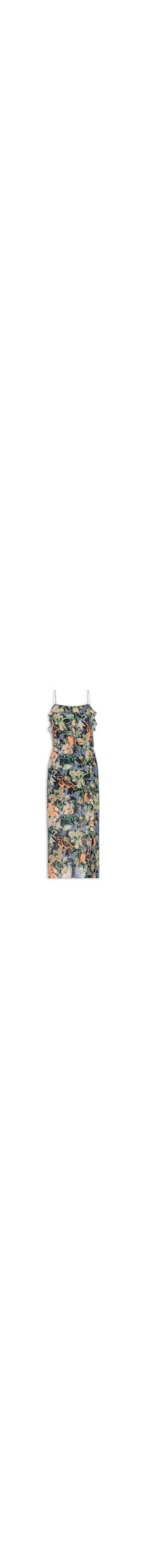 Vestido Midi Alcinha Floral Pastel - Preto