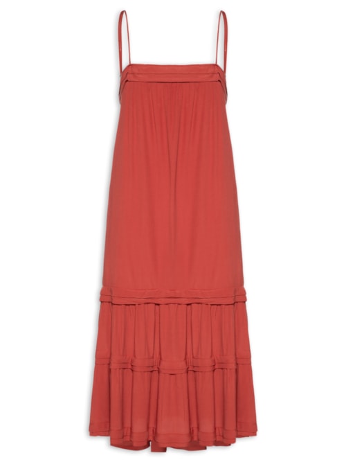 Vestido Midi Alcinha Pregas – Vermelho