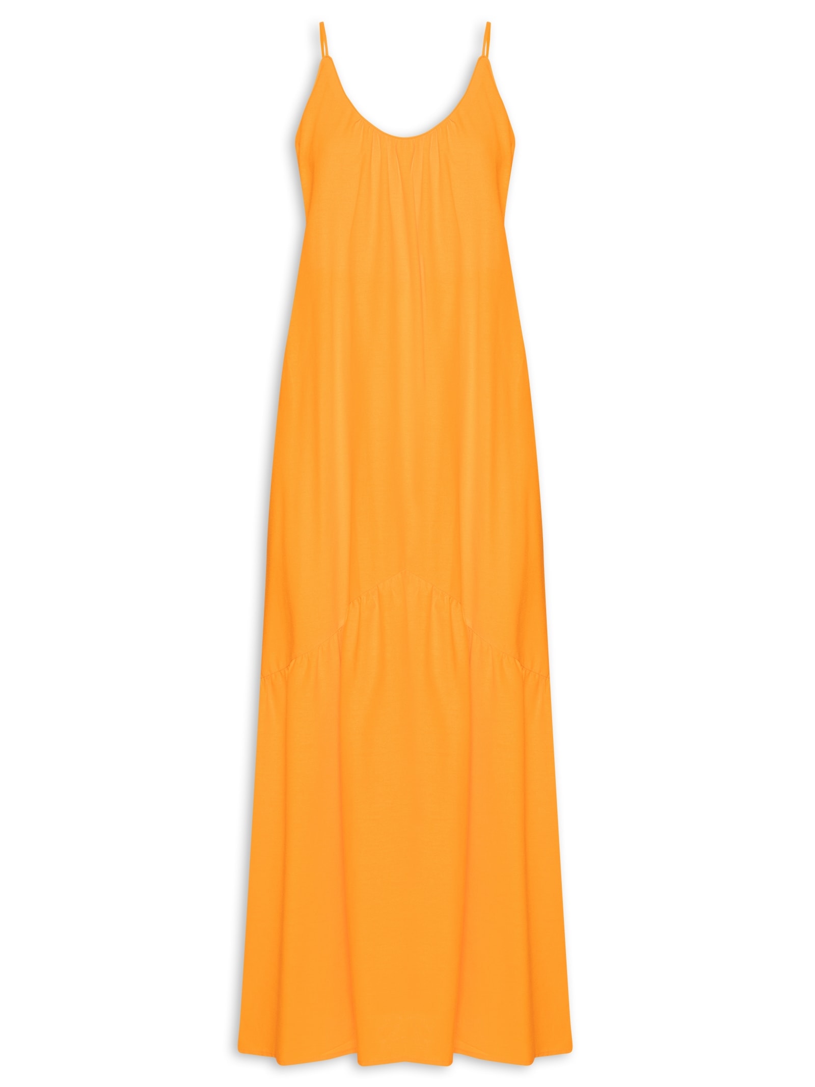 Vestido Midi Alcinhas Laranja Farm