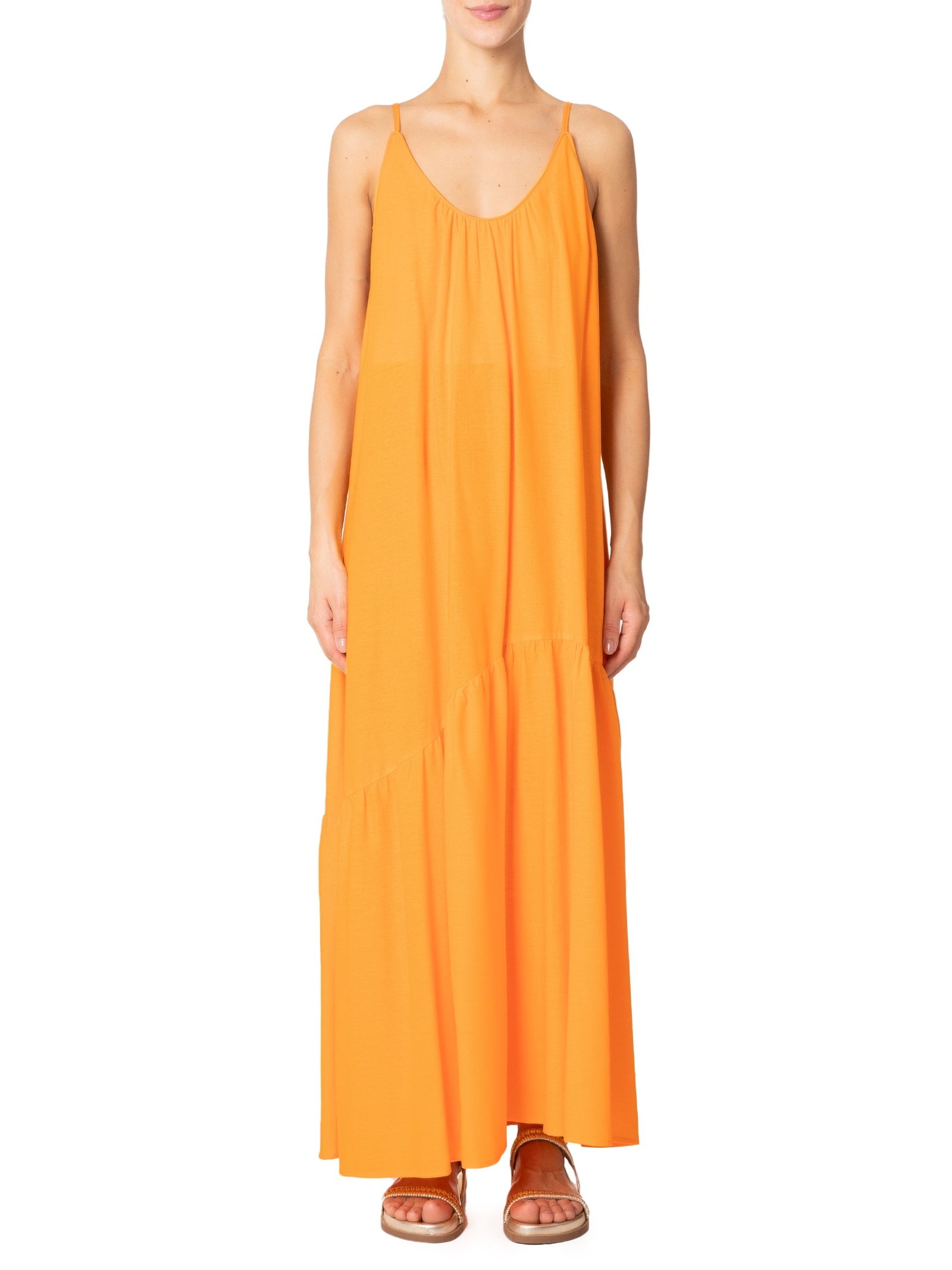 Vestido Midi Alcinhas Laranja Farm