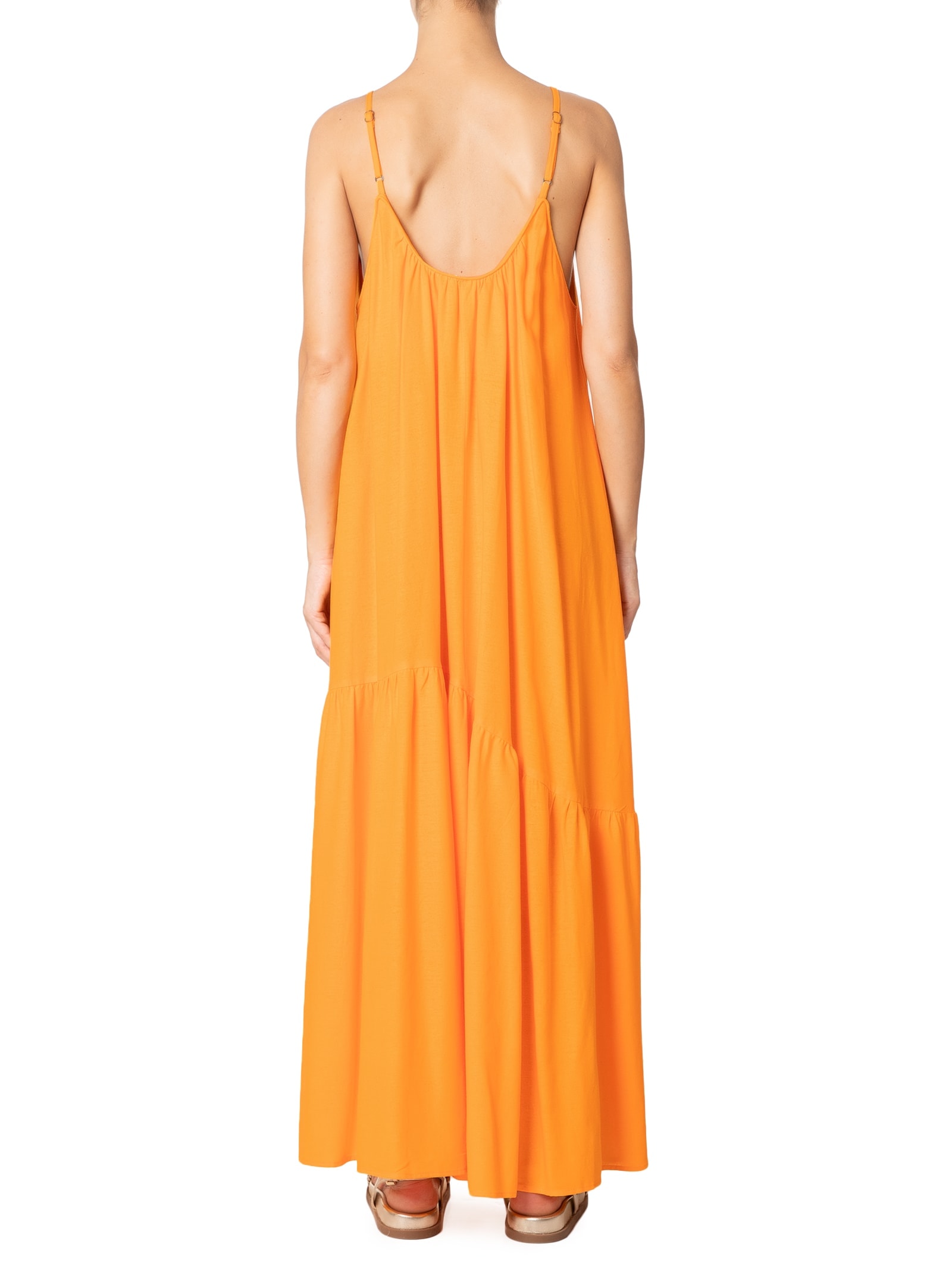 Vestido Midi Alcinhas Laranja Farm