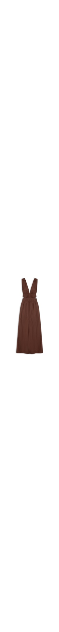 Vestido Midi Algodão Alça Elástico - Marrom