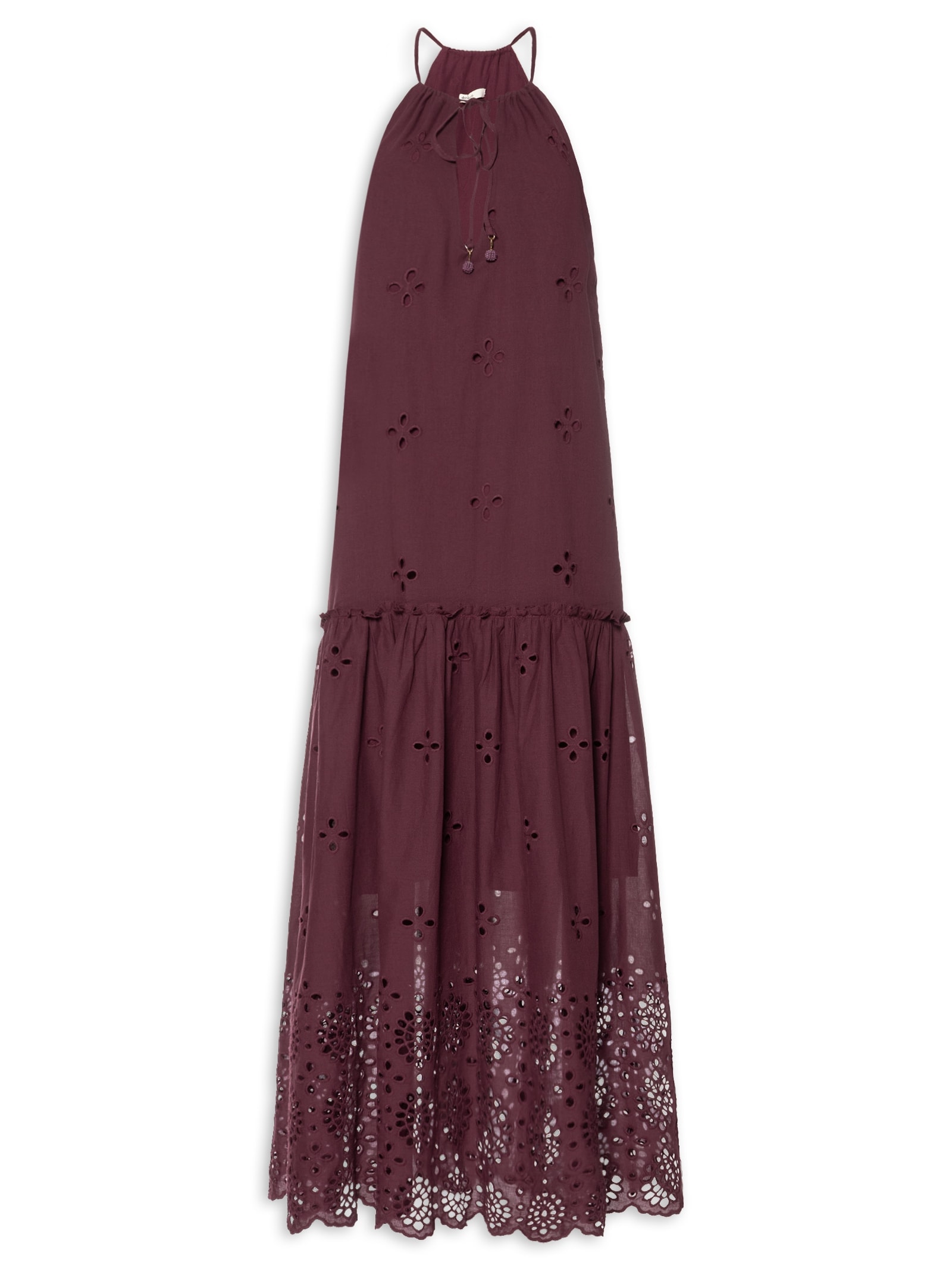 Vestido Midi Algodão Barrado Vermelho Dress To