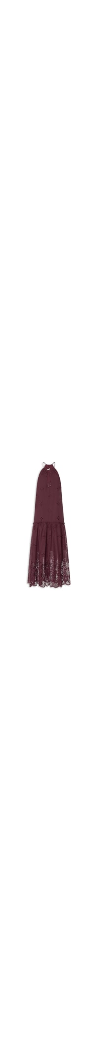 Vestido Midi Algodão Barrado - Vermelho