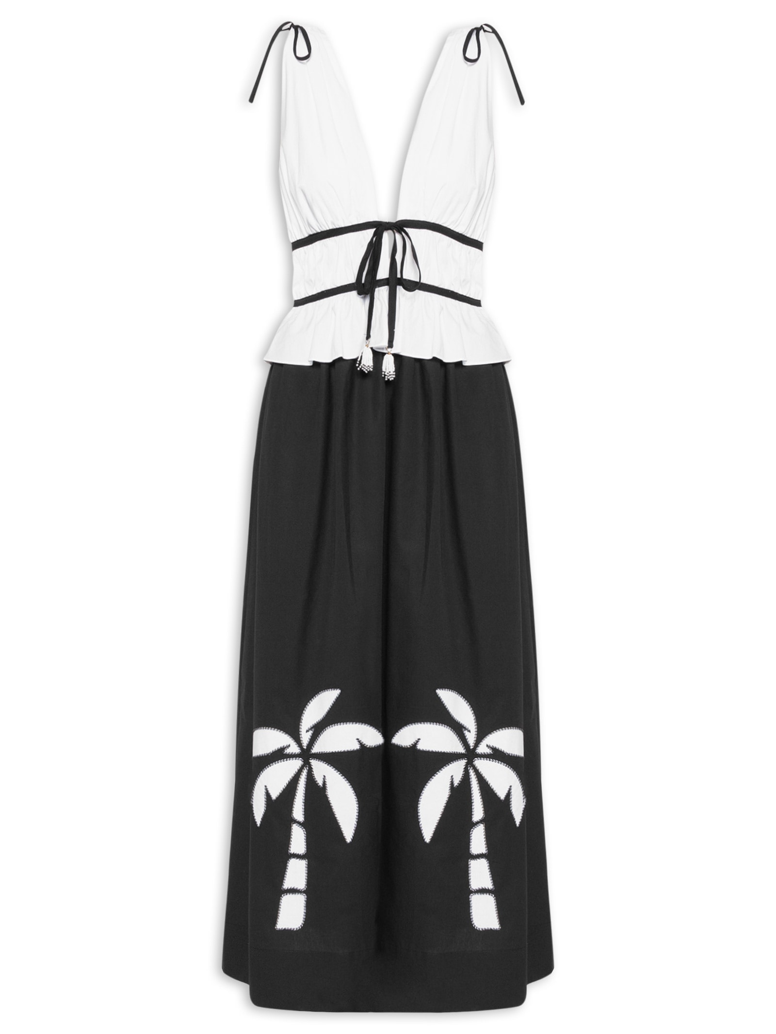 Vestido Midi Algodão Bordado Coqueiro Preto Dress To