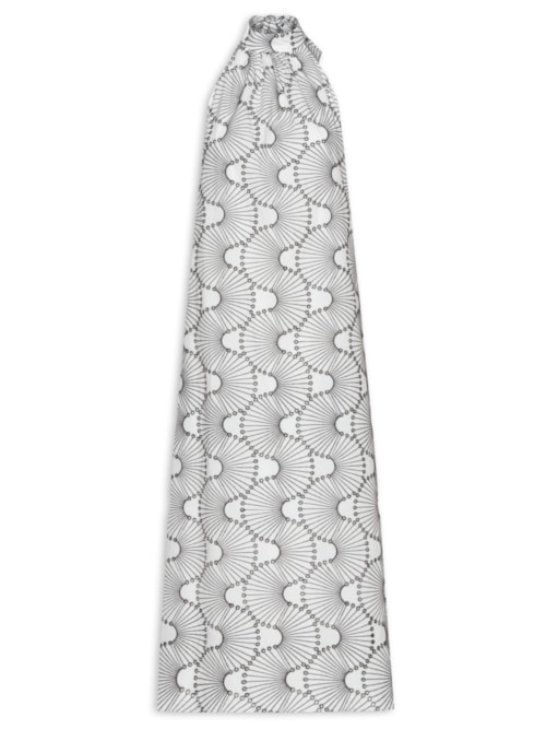 Vestido Midi Algodão Bordado Ondas – Off White