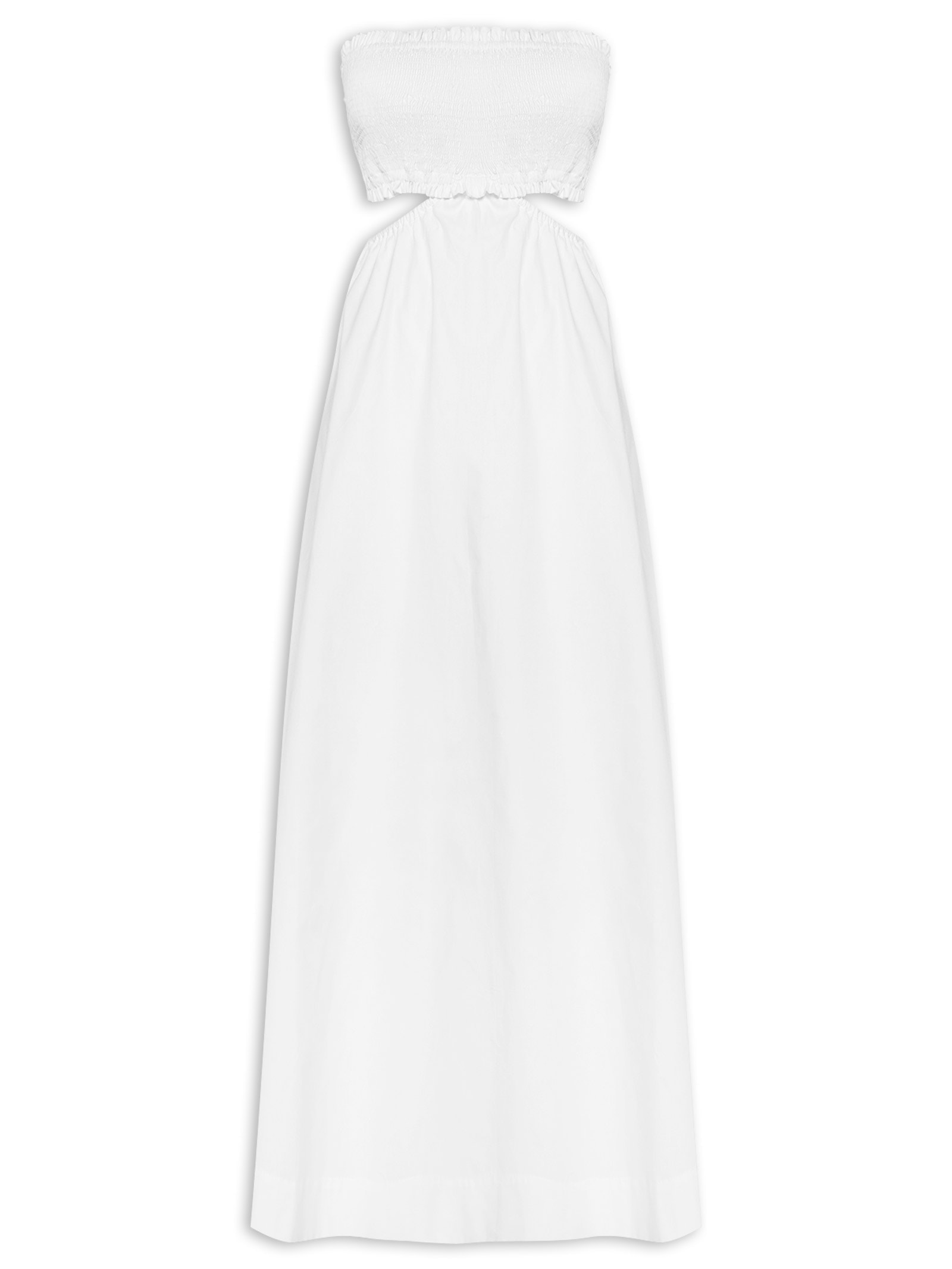 Vestido Midi Algodão Busto Lastex Branco Dress To