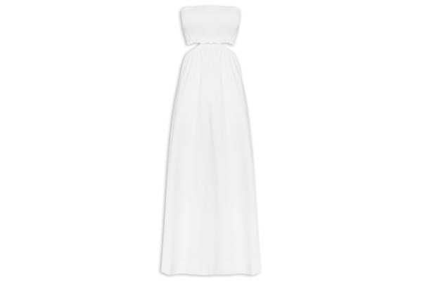 Vestido Midi Algodão Busto Lastex - Branco