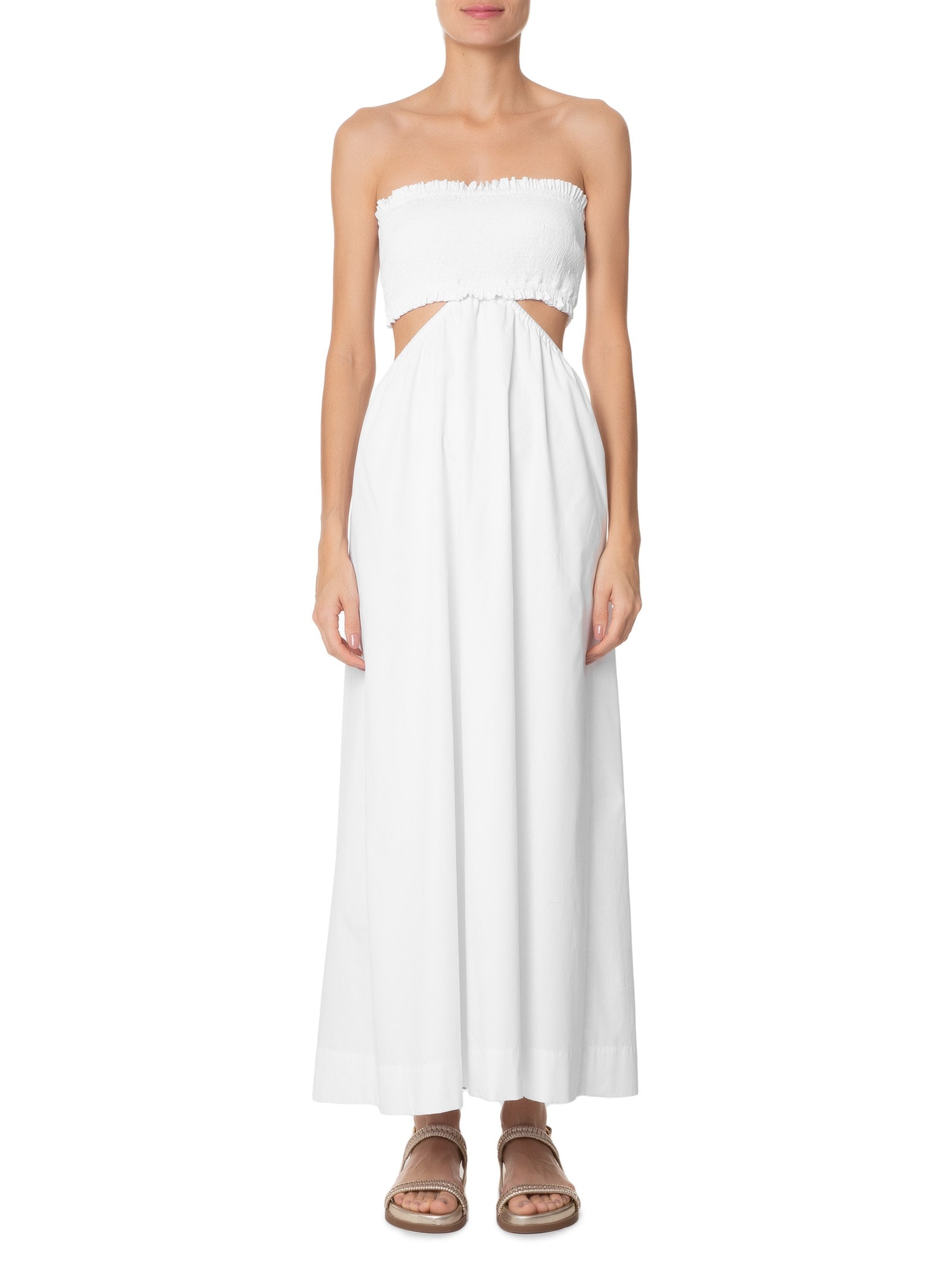 Vestido Midi Algodão Busto Lastex Branco Dress To