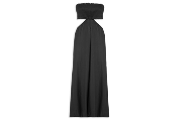 Vestido Midi Algodão Busto Lastex - Preto