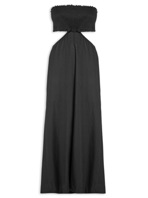 Vestido Midi Algodão Busto Lastex – Preto