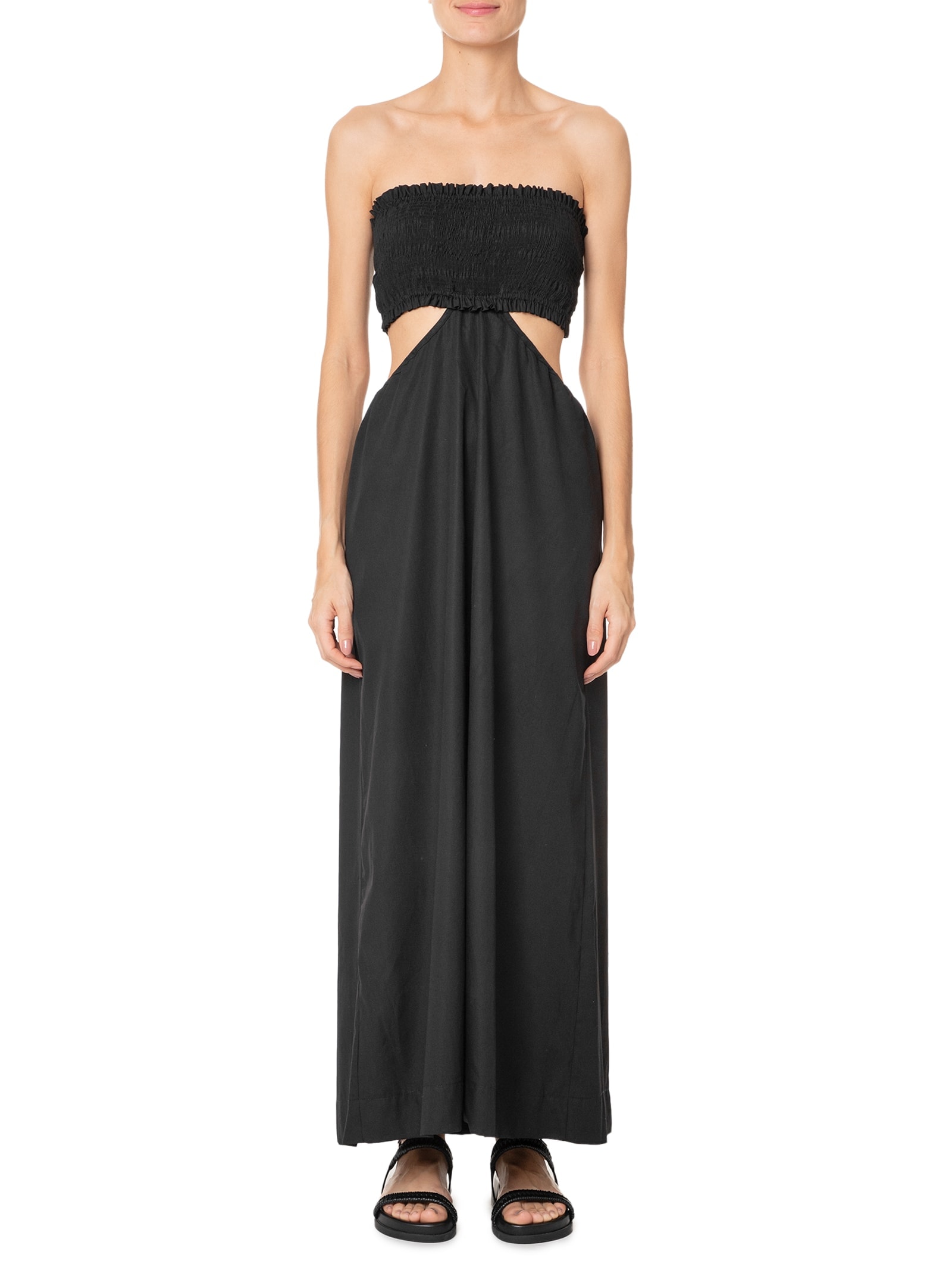 Vestido Midi Algodão Busto Lastex Preto Dress To