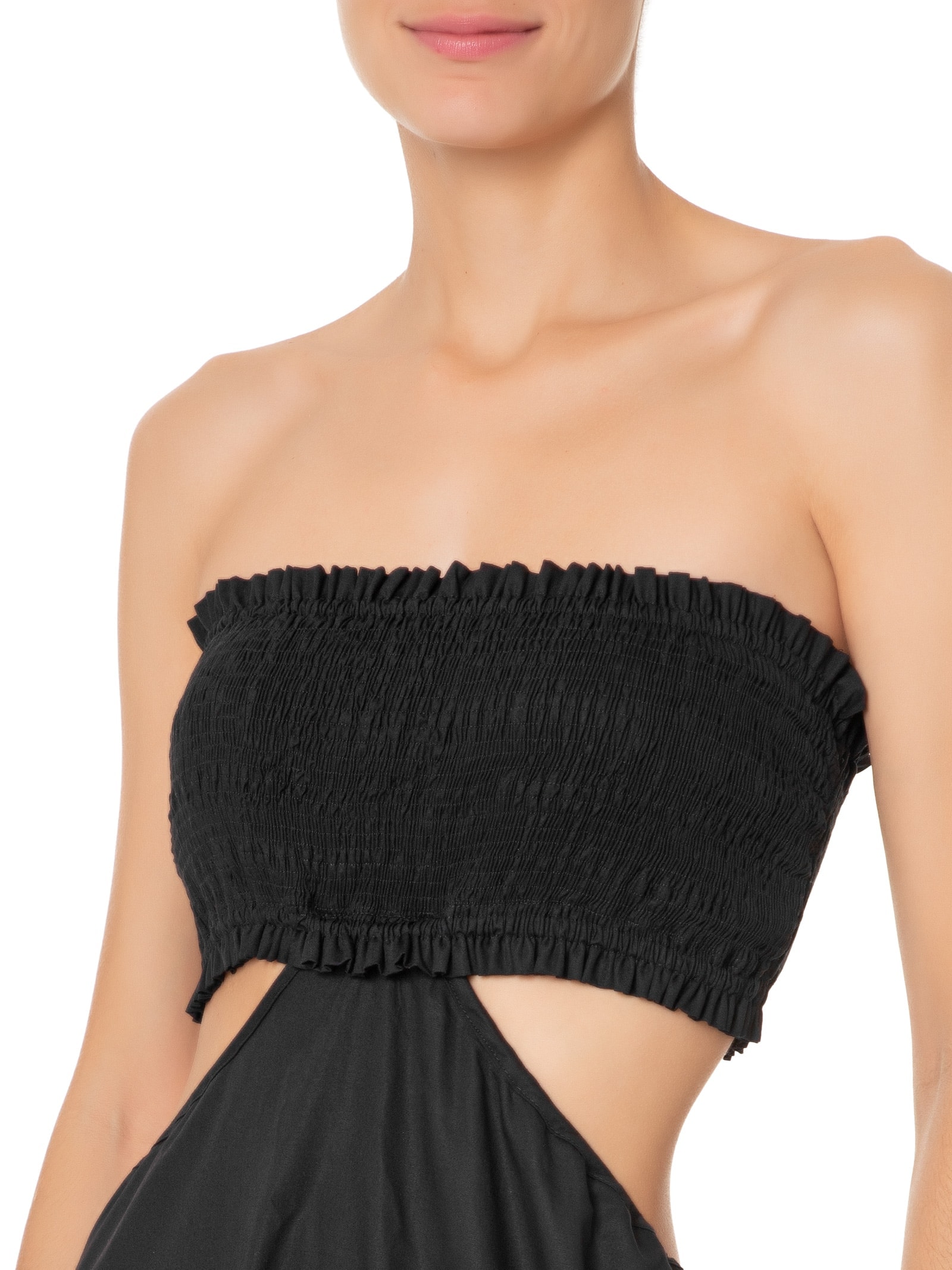 Vestido Midi Algodão Busto Lastex Preto Dress To