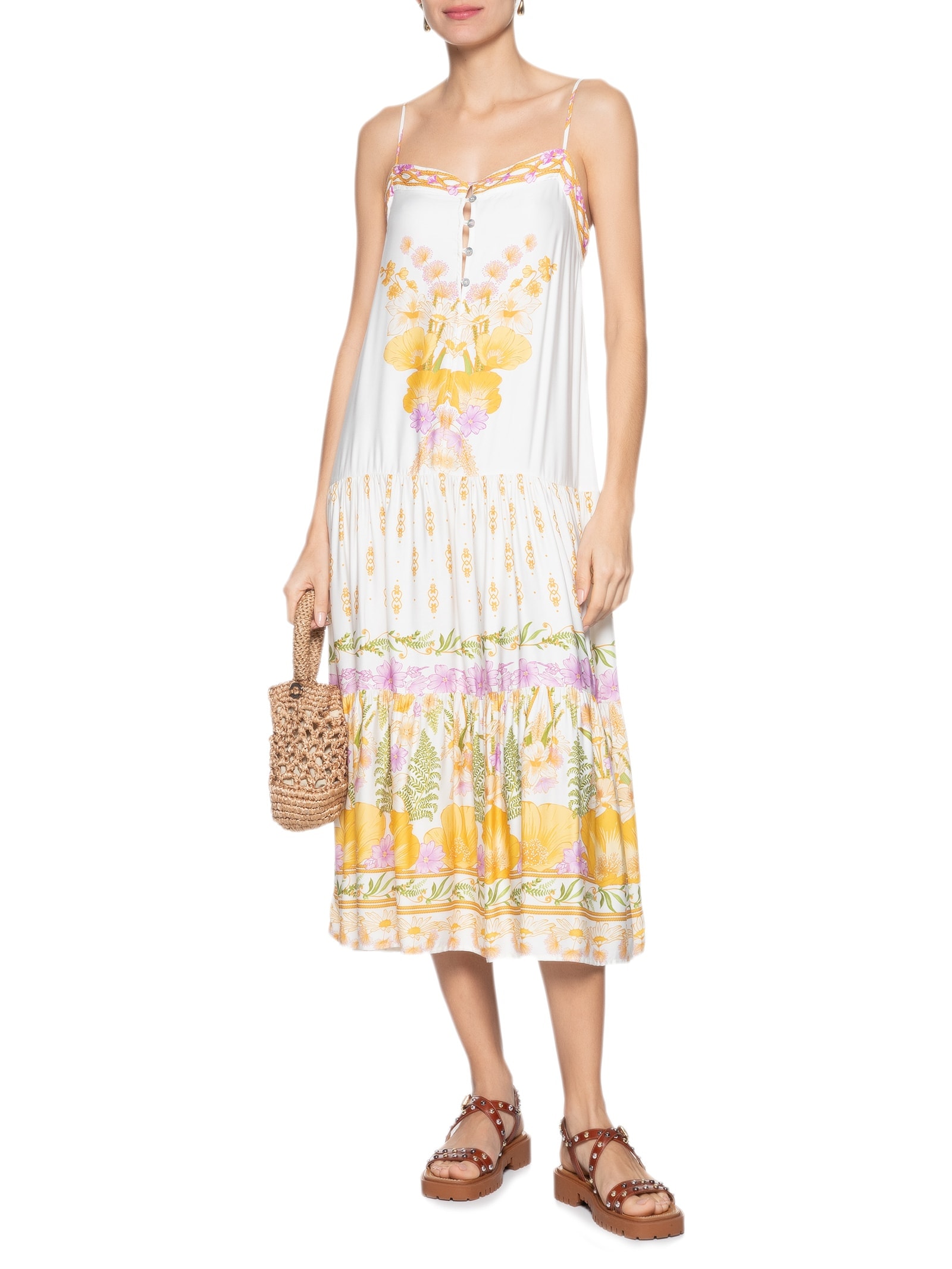 Vestido Midi Alice Off Amarelo  Farm