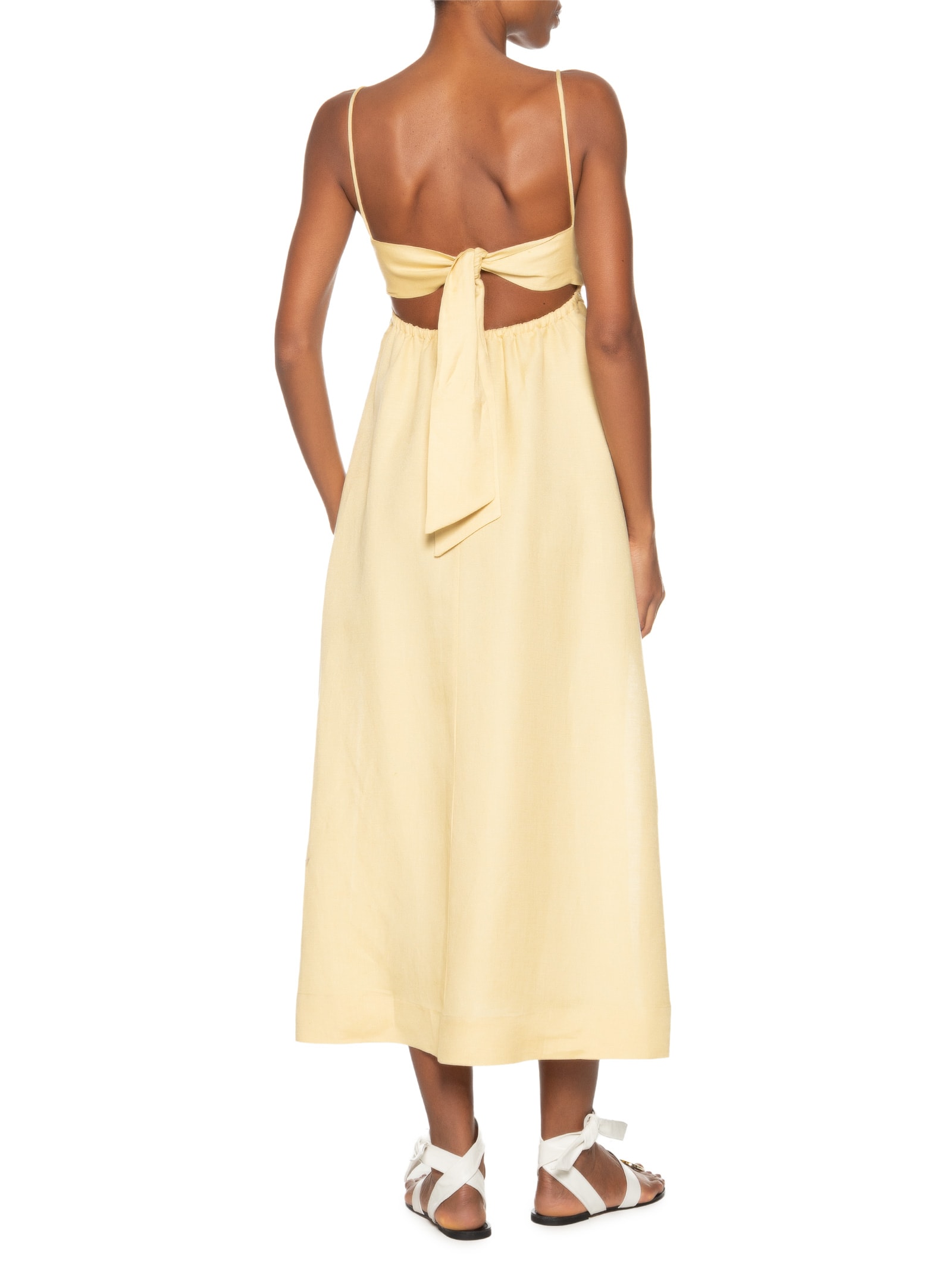 Vestido Midi Amarelo Amarração Amarelo Animale