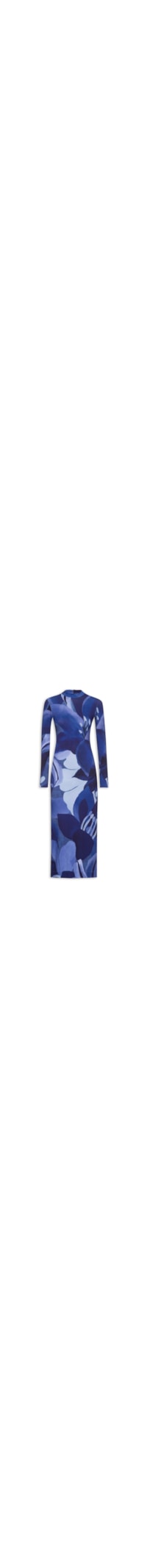 Vestido Midi Aquarela Floral - Azul