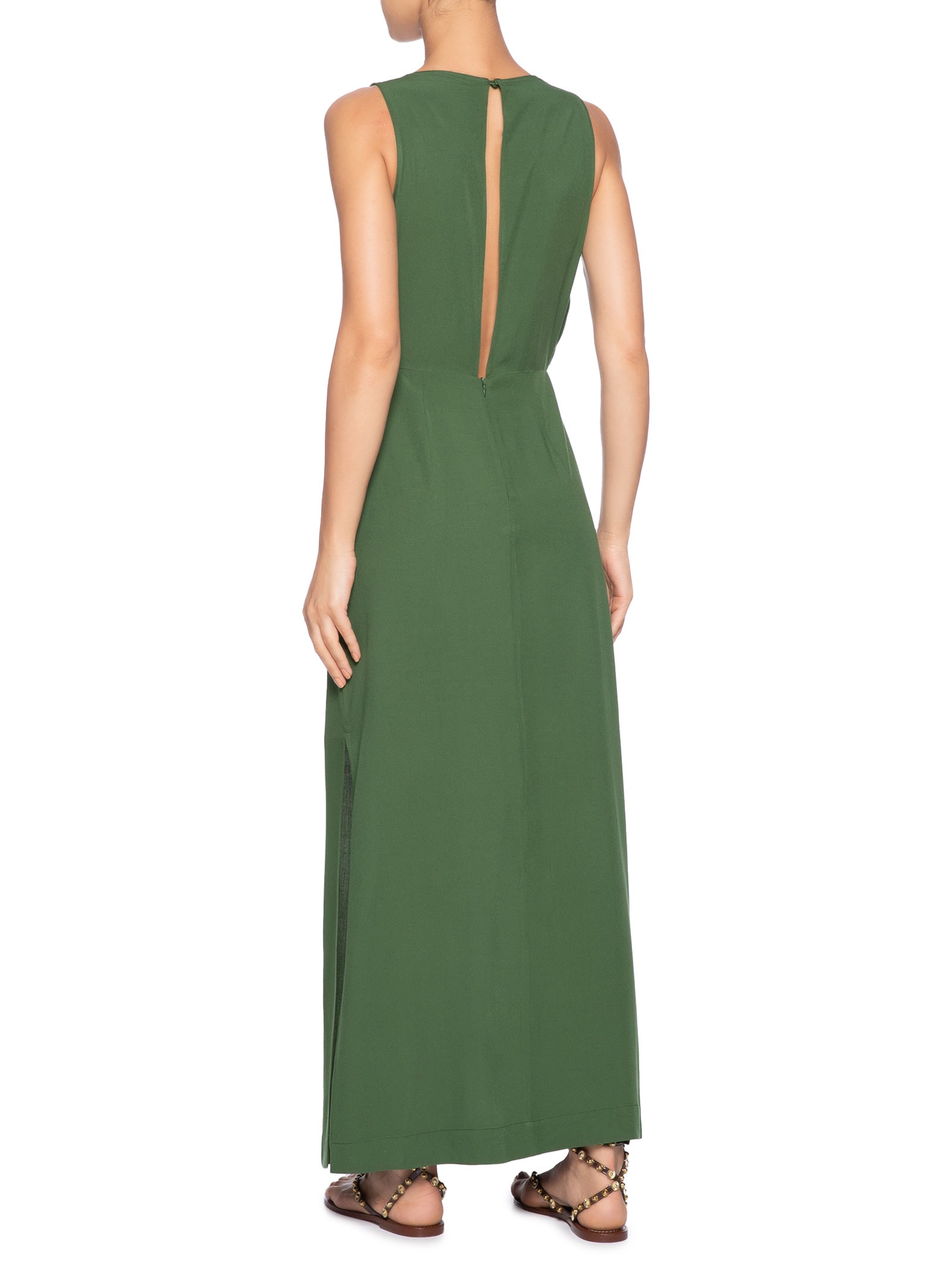 Vestido Midi Argola Decote Frente Verde Dress To