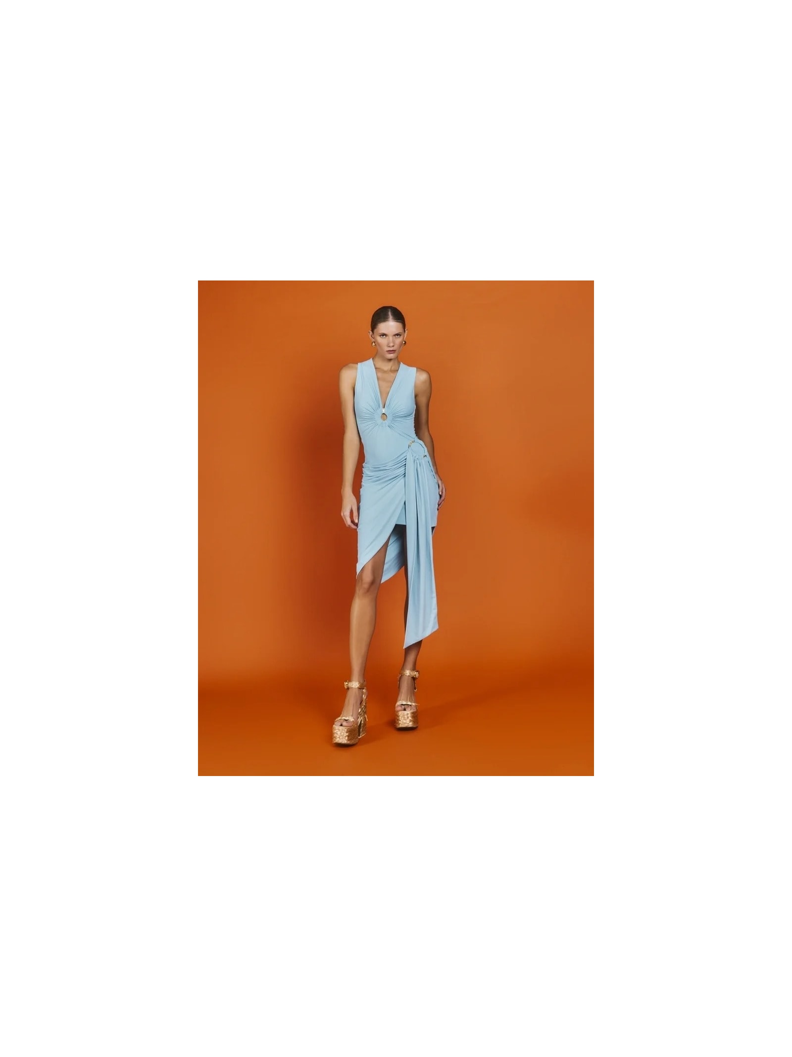 Vestido Midi Argolas Mareh Salácia Azul Céu Shop Ginger