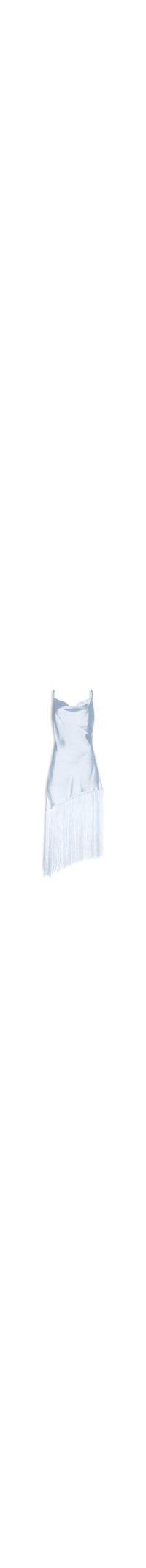 Vestido Midi Assimétrico Acetinado Com Franjas - Azul