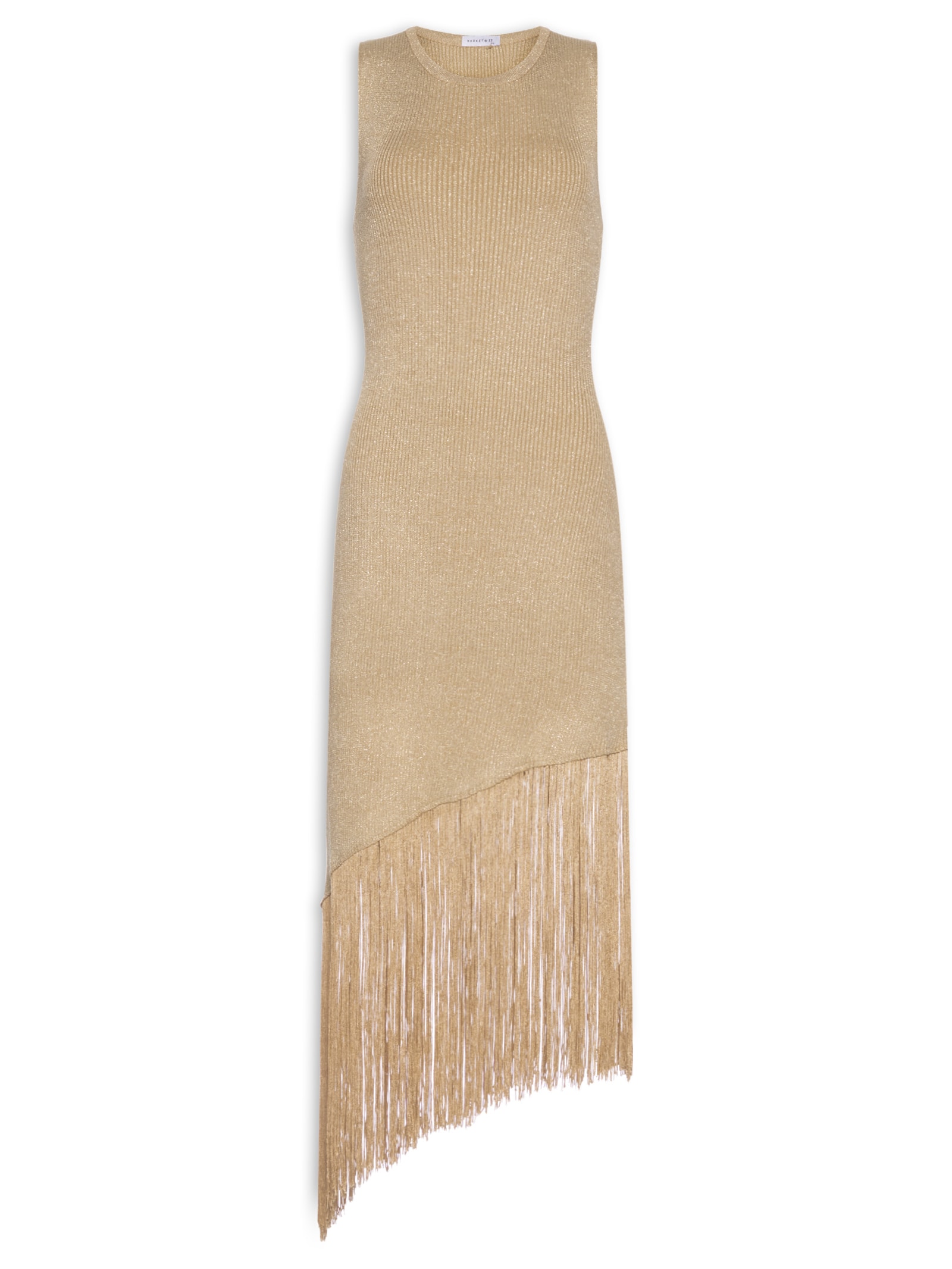 Vestido Midi Assimétrico Em Tricot Com Franjas Marrom Market 33