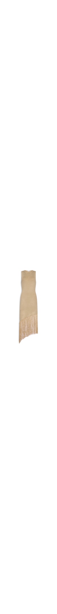 Vestido Midi Assimétrico Em Tricot Com Franjas - Marrom
