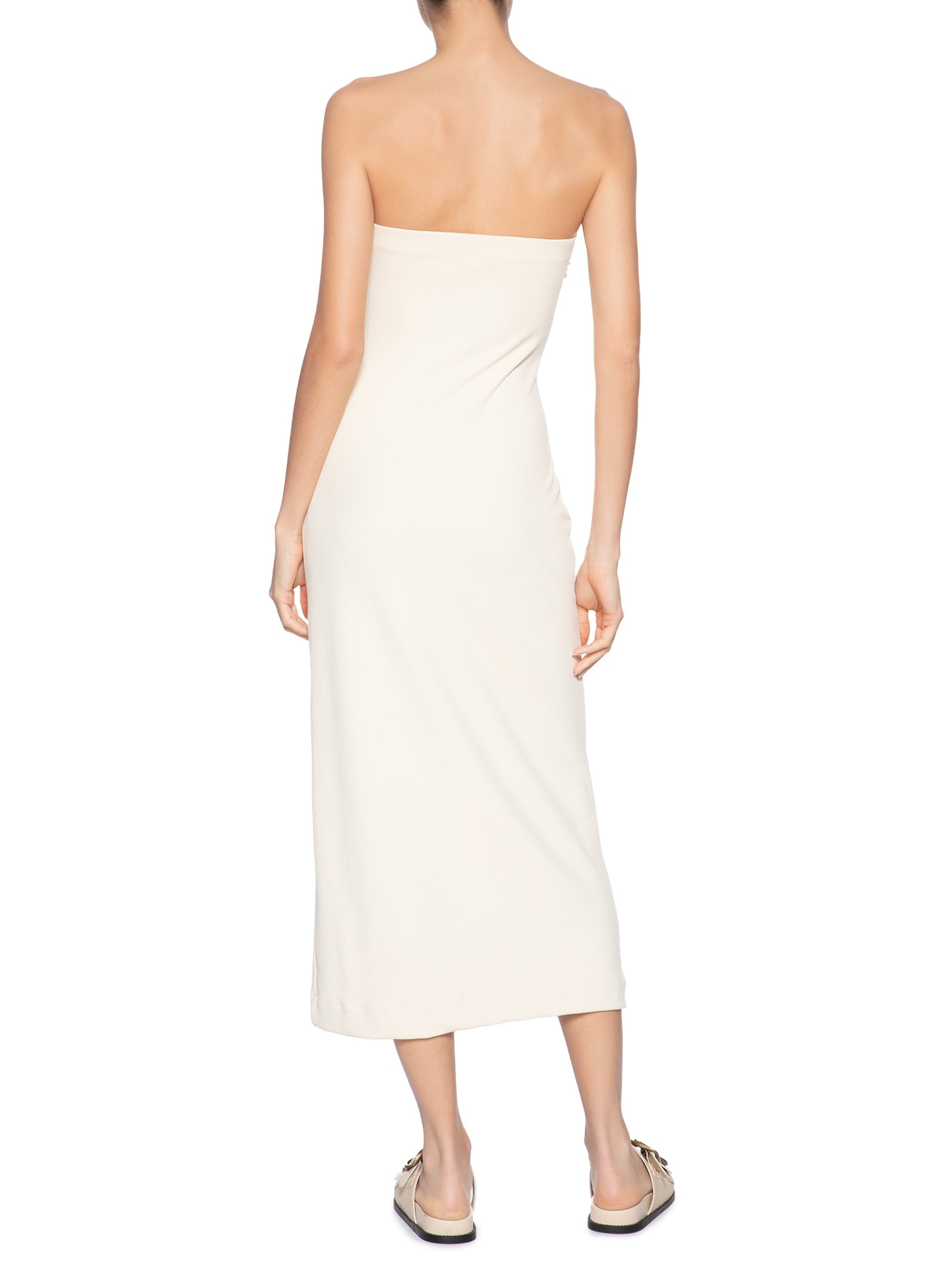 Vestido Midi Aviamento Bege Farm