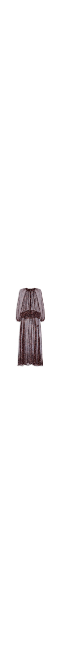 Vestido Midi Babado Textura Bean - Marrom