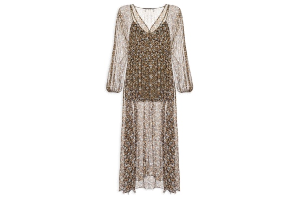 Vestido Midi Babados Liberty Seeds - Marrom