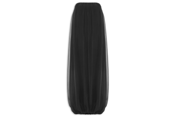 Vestido Midi Balonê Com Franzidos Seda - Preto