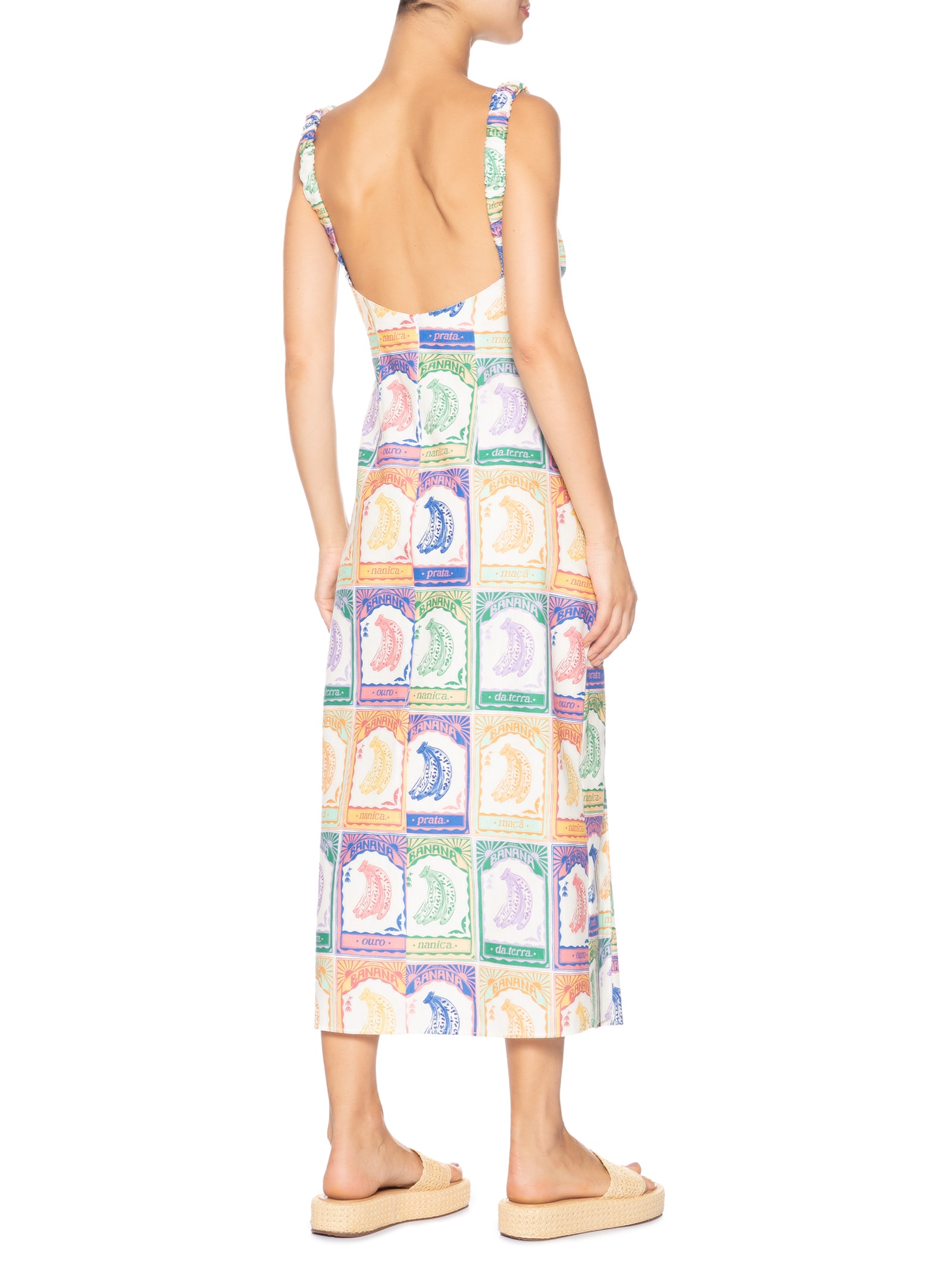 Vestido Midi Banana Selo Bege Farm