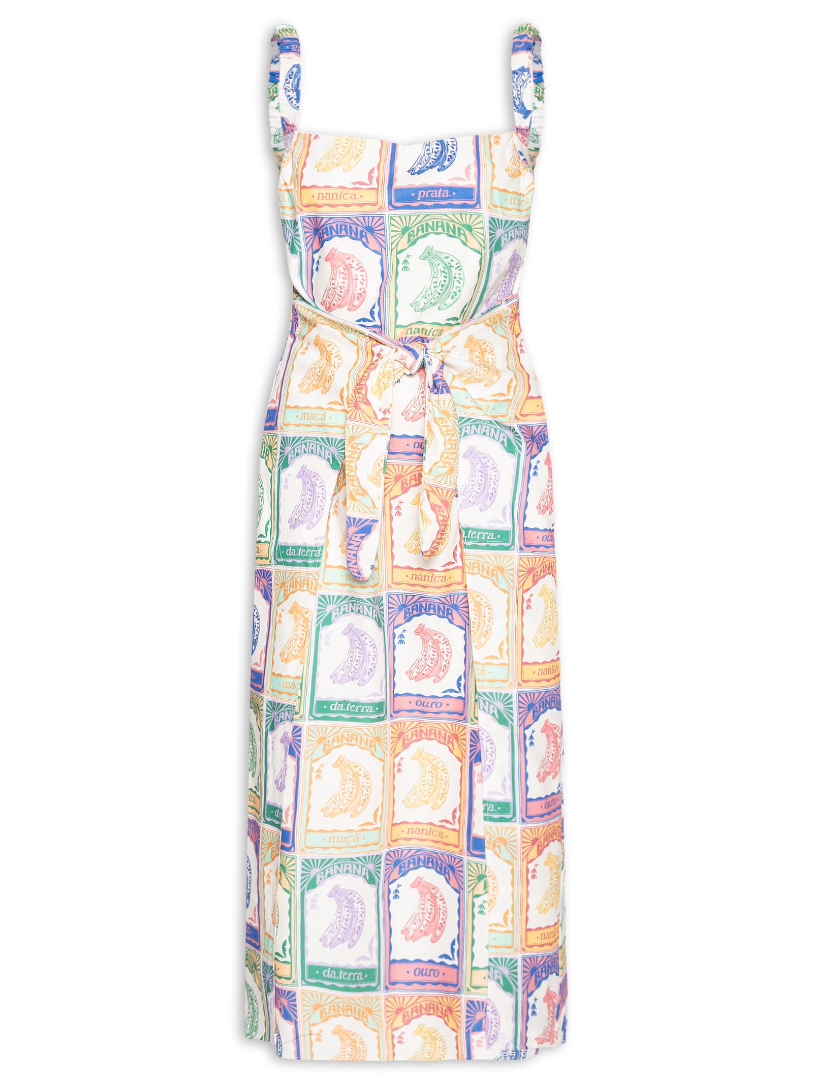 Vestido Midi Banana Selo Bege Farm