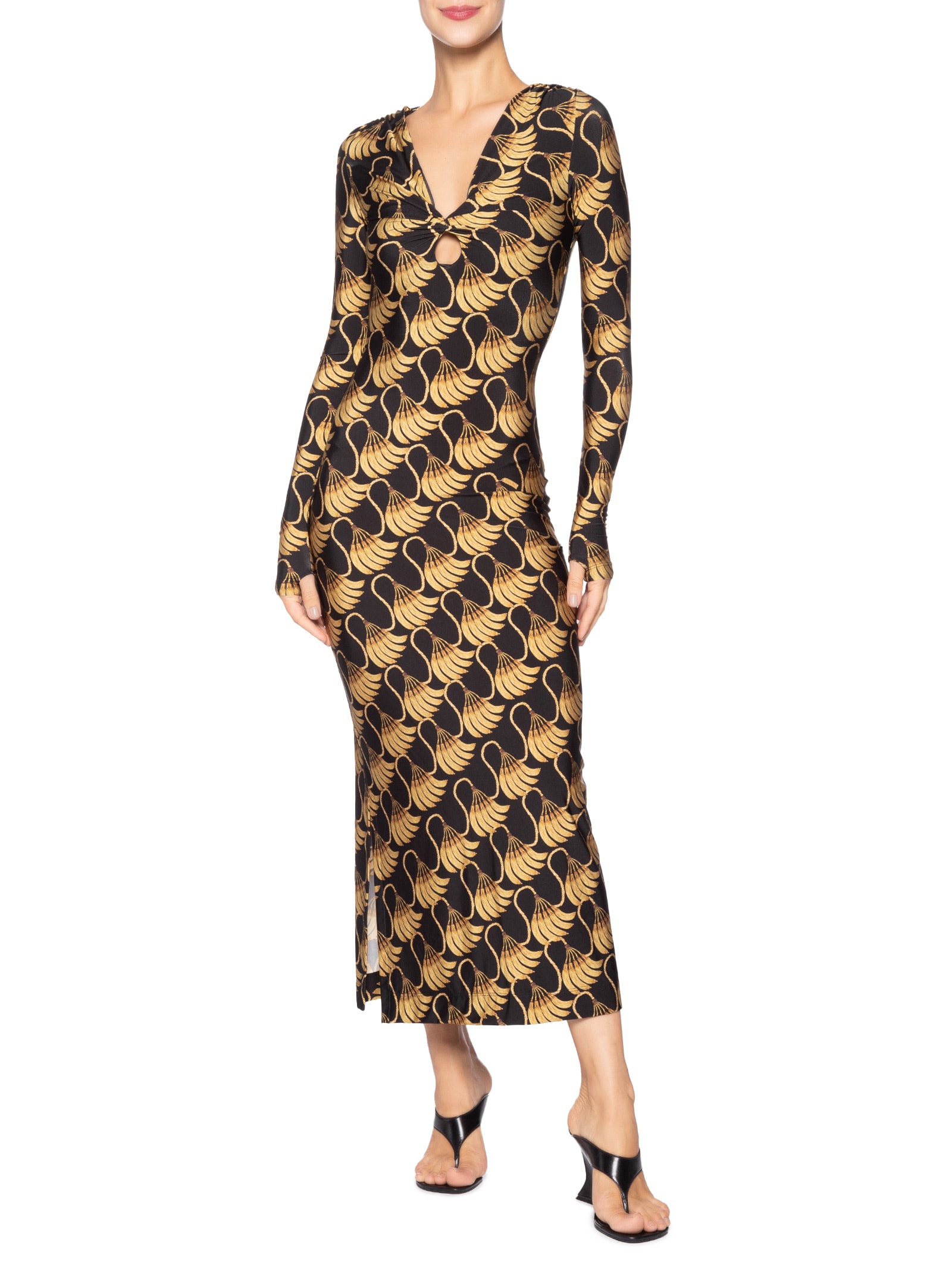 Vestido Midi Banana Tassel Preto Farm