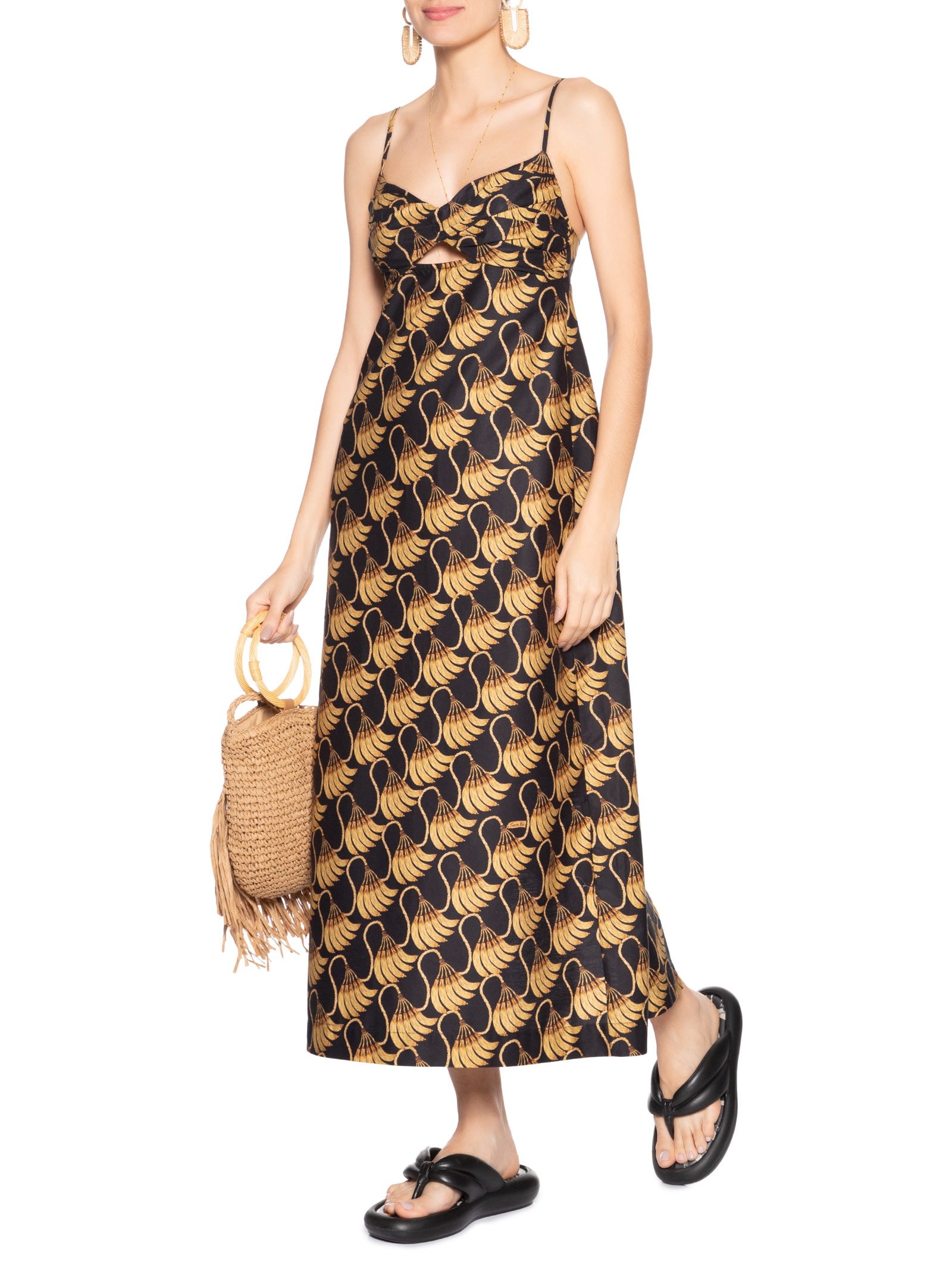 Vestido Midi Banana Tessel Mini Preto Farm