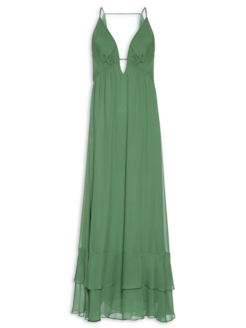 Vestido Midi Barra Babados – Verde