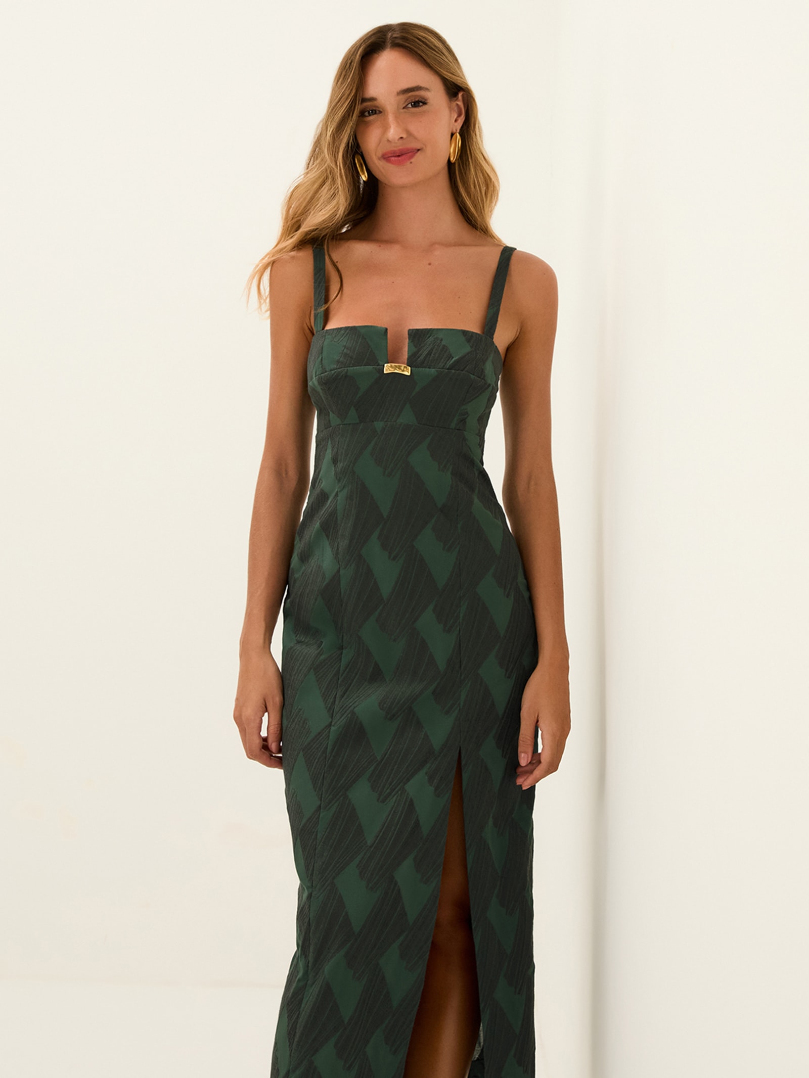 Vestido Midi Bella Det Verde Vix