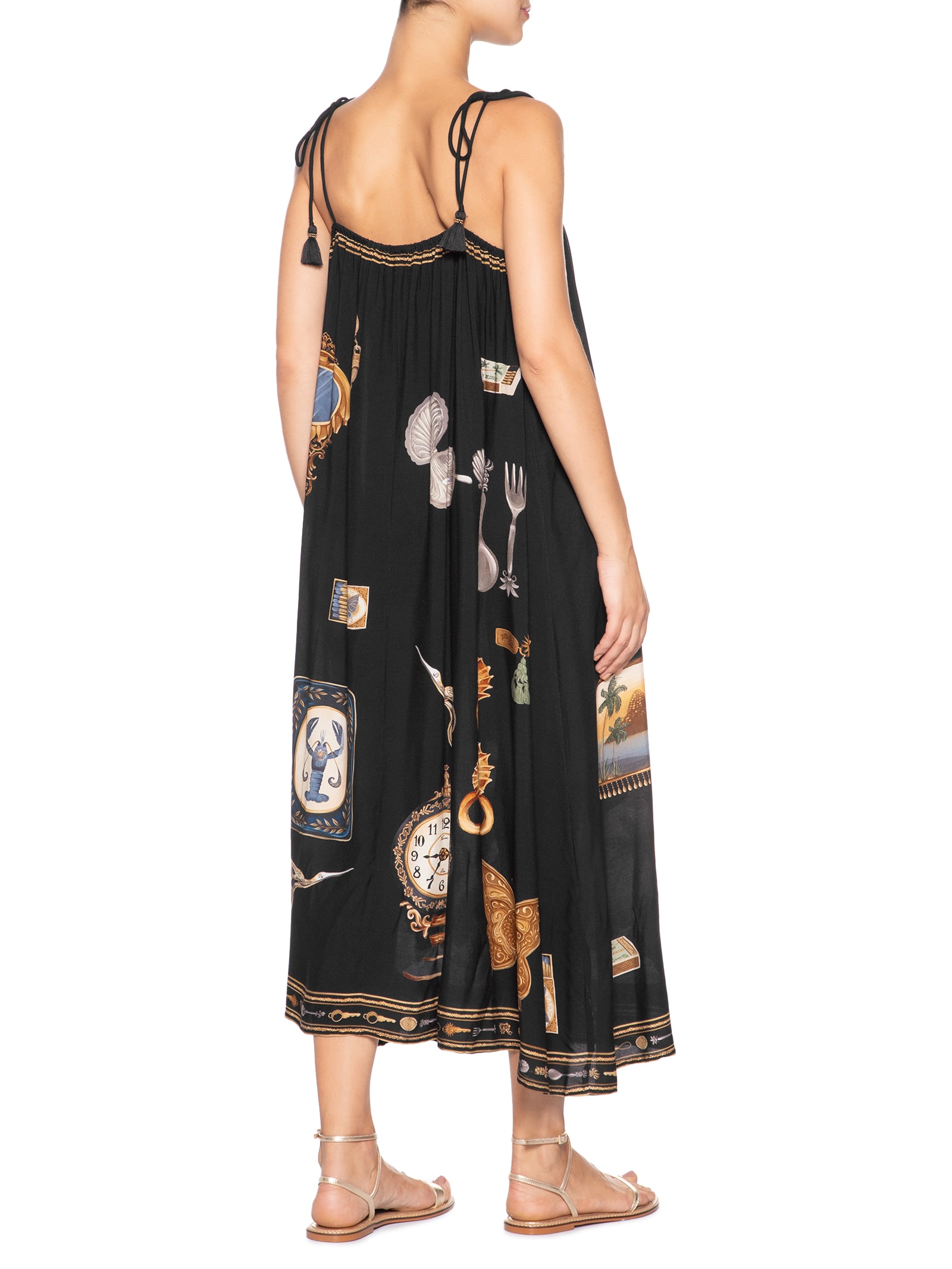 Vestido Midi Bibelô Preto Farm