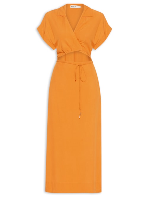Vestido Midi Blusa Transpassada – Laranja