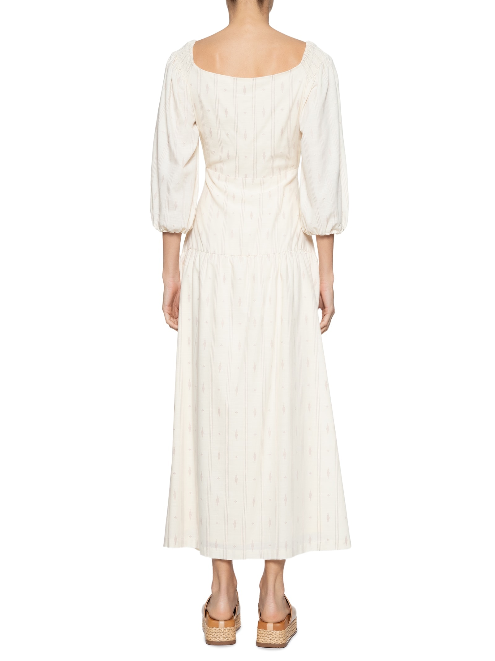 Vestido Midi Bordado Caminhos Bege Dress To