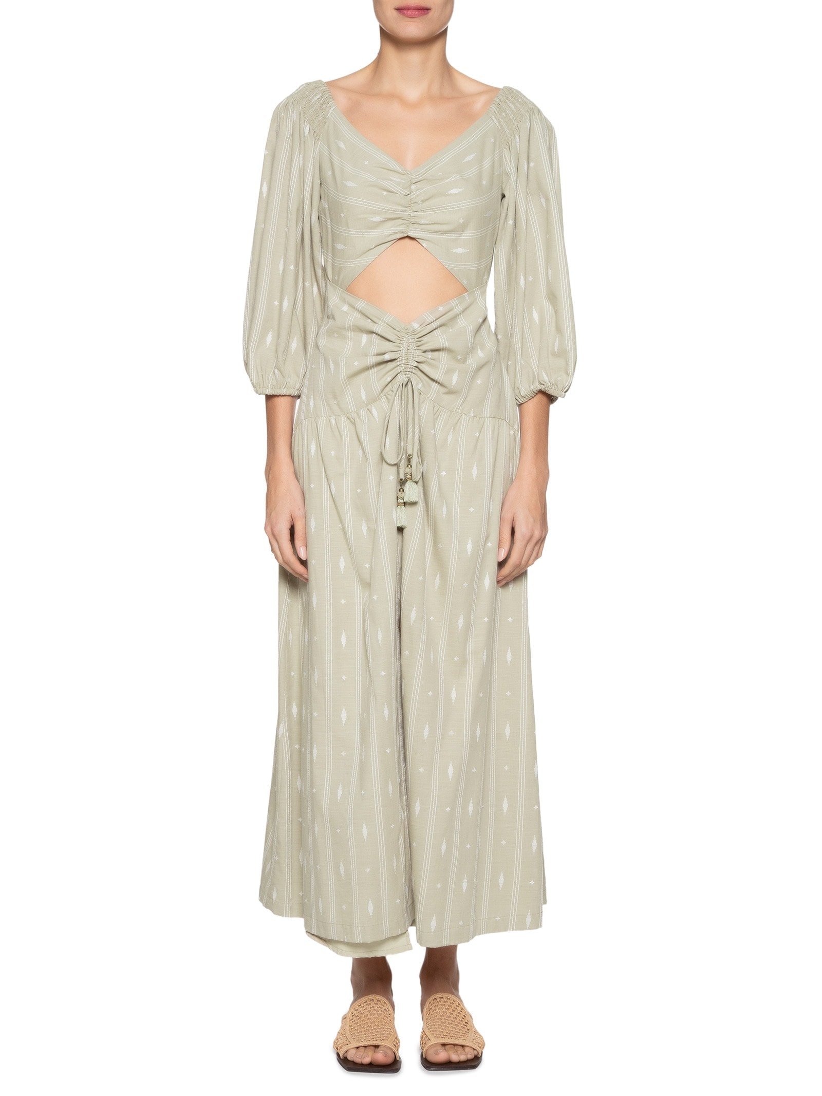 Vestido Midi Bordado Caminhos Verde  Dress To