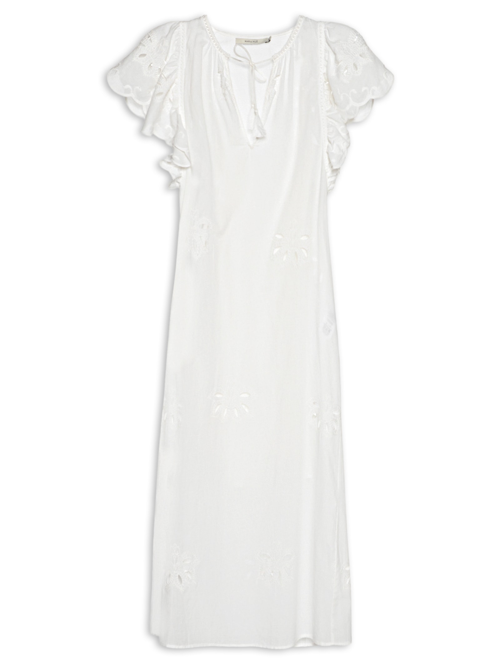Vestido Midi Bordado Lotus – Branco Maria Filó