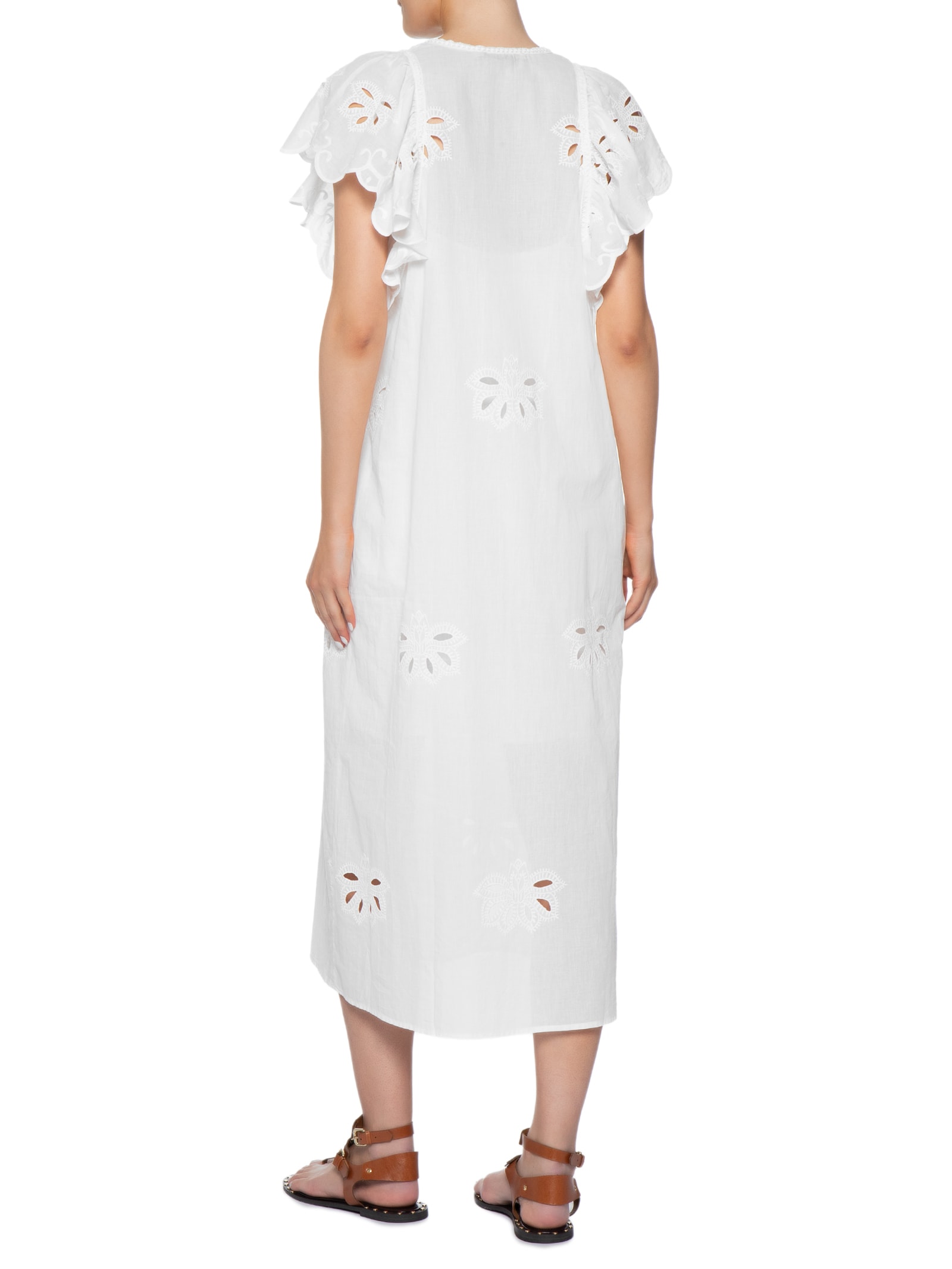 Vestido Midi Bordado Lotus – Branco Maria Filó